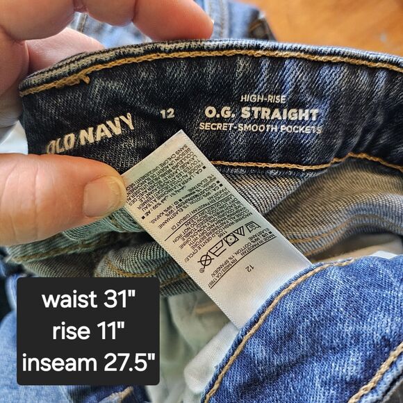 OLD NAVY OG STRAIGHT Women Size 12 Secret Slim Pockets High-Rise Ankle Jeans - Picture 2 of 6